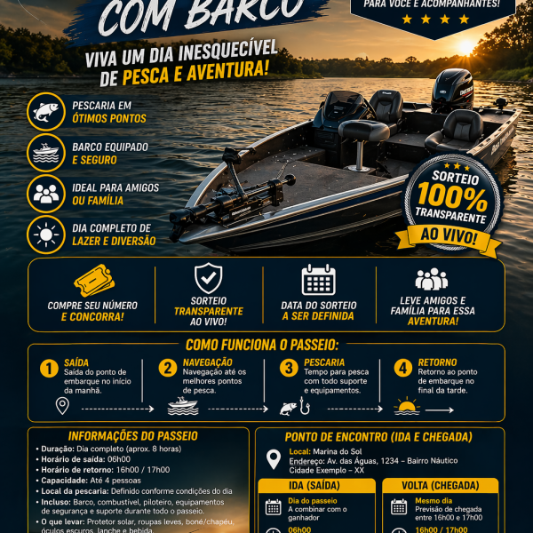 SORTEIO DE PESCARIA COM BARCO 