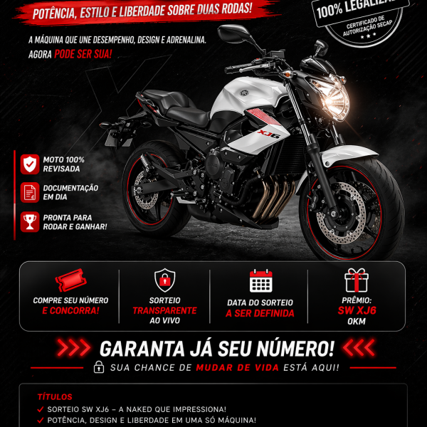 Participe agora e concorra a uma incrível XJ6 0KM Transferida pro seu nome